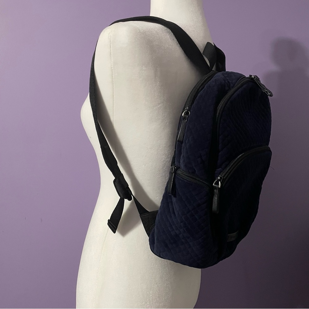 Vera Bradley Quilted Navy Velvet Backpack - Picture 2 of 13